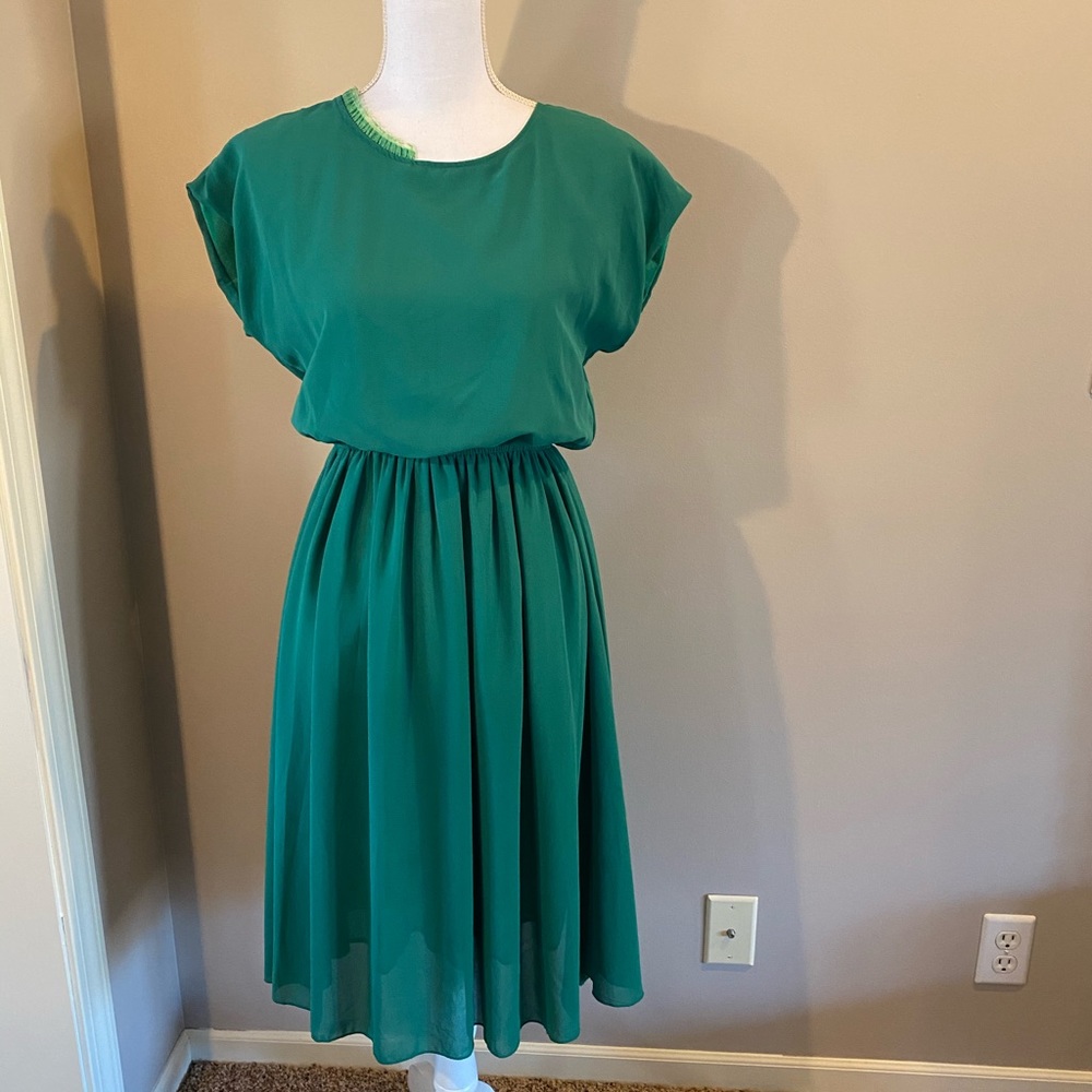 Chiffon Green Flutter Dress